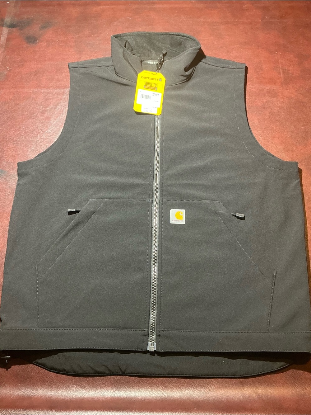 Carhartt Black Zip-Front Work Vest with Logo Patch